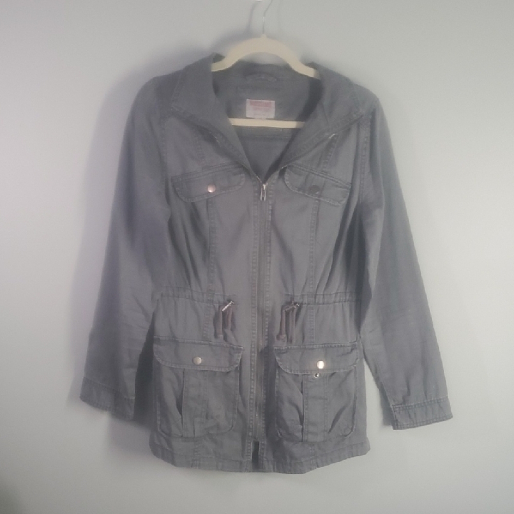 Mossimo Supply Co. Jacket Women's Size Small Utility in Gray Snap cargo Pockets